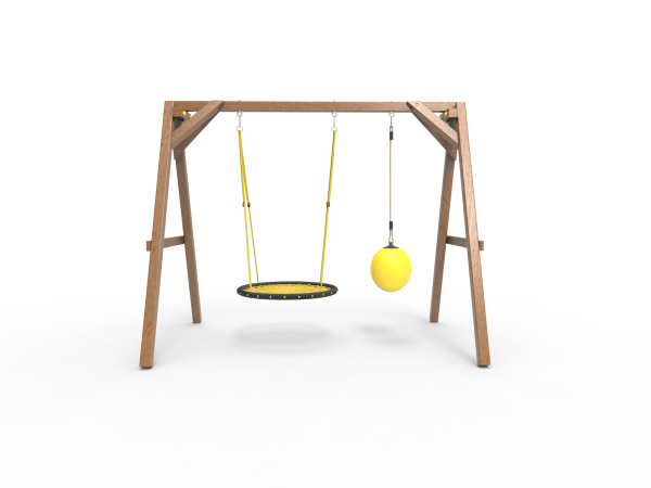Деревянные качели Пикник 2 "Оптимус" (качели гнездо 1м + качели шар)