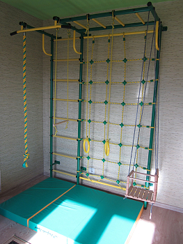 картинка Детский спортивный комплекс ДСК "Пионер-С4Р" с сетью зеленый-желтый от магазина БэбиСпорт