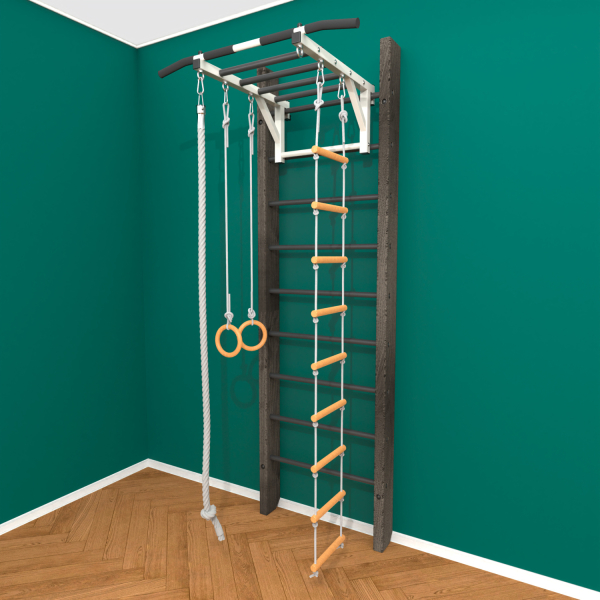 Брашированная шведская стенка "Кастерли" Черный РД (Черные ступени)