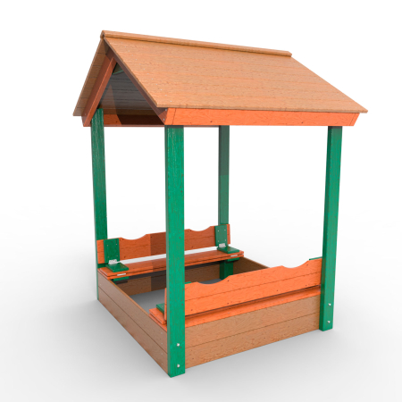 картинка Детская деревянная песочница с крышей "Вега" от магазина Лазалка