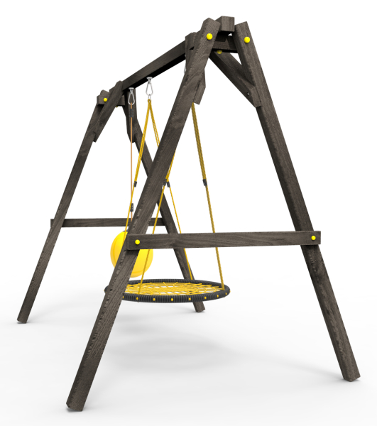 Деревянные качели Пикник 2 "Блэк" (качели гнездо 1м + качели шар)