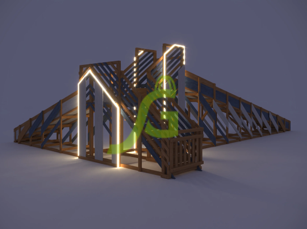 Зимняя деревянная горка "IgraGrad Snow Fox 12 м" с двумя скатами мод.524