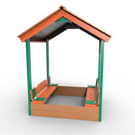 картинка Детская деревянная песочница с крышей "Вега" от магазина Лазалка