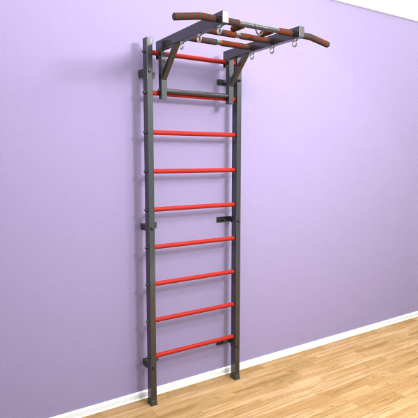 картинка Шведская стенка «LittleSport» Graphite Long красные ступени от магазина Лазалка