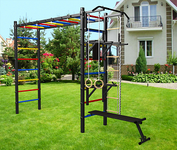 Уличная шведская стенка Sv Sport рукоход У512 (Турник/Брусья/Стойка/Скамья/Канат/кольца/лестница)