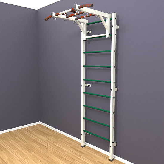 картинка Шведская стенка «LittleSport» White Long зеленые ступени от магазина Лазалка