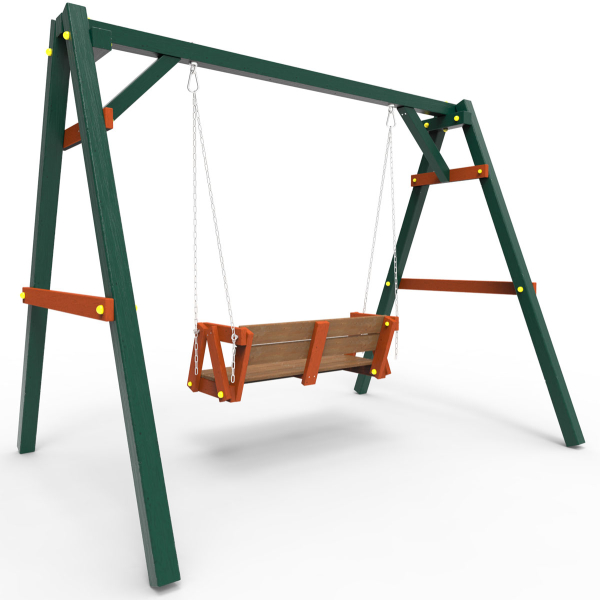 Деревянные качели Пикник 2 "Вега" (диванчик на цепях)