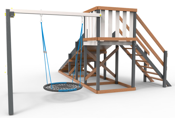 Детская площадка - деревянная горка  Пикник "Зима №2" Ультра с качелями "Гнездо"